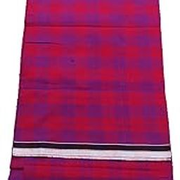 Men's Cotton Lungi Red Purple Colour Check Lungi Mundu Dhoti-image-37