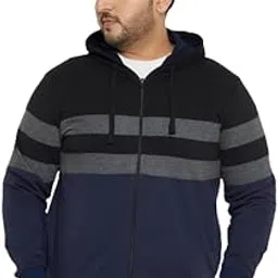 austivo Men's Multi Full Sleeve Striper Hooded Plus Size Sweatshirt-picture-3