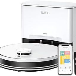 ILIFE A30 Pro Self-Emptying Robotic Vacuum Cleaner with Advanced LiDAR Navigation, 5000Pa Strong Suction, Simultaneous Vac and Mop, Multi Floor Mapping, Customized Cleaning, Wi-Fi/App, Alexa & GH-54