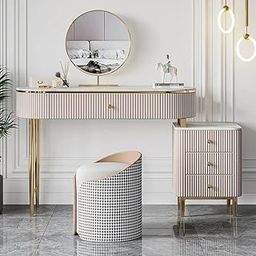 NG Decor Champagne Marble Top Makeup Vanity Set (Mirror & Stool not Included)-image-36
