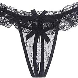 New Unique Lace Pearl Women lace Transparent Thongs g String-image-2