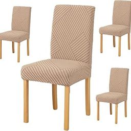 Styleys Jacquard Chair Cover Stretch Removable Washable Dining Chair Cover Protector Seat Slipcover (Pack of 4, Taupe, JDMC2)-image-17