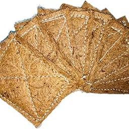 Kitchen Clean 10 Pcs Small Nariyal Juna Scrub | Stitched for Long Lasting | Natural Chemical Free Coconut Nariyal Juna | Eco-Friendly Coco Scrub Cleaning pad (Brown, Small 3x4 inch, Pack of 10 Pcs)-image-9