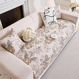 HOMETHREADS Premium Korean Style Cotton Sofa Seat Cover – Breathable, Anti-Skid & Machine Washable Couch Protector for a Modern & Cozy Living Space (Coffee_Rose, 1 Seater Large| 90x75cm)-image-33