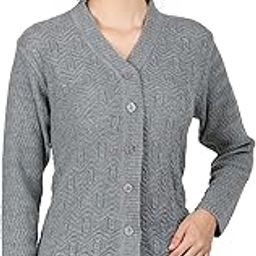 Lady Willington Women Woolen V-Neck Self Design Cardigan Heavy Daffodil Fabric Cardigan Winter Wear Pure Wool Cardigans for Women Sweaters Long Cotty Fully Warm Cardigan Free Sizes-image-121