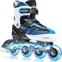 ECOO Adjustable Inline Skates Boys And Girls With Light Up Wheels Roller Skates For Kids Ages 4-12, Teen Skates For Beginner Outdoor And Indoor (Blue)-image-44