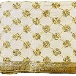 Beige Rumala Sahib Double Set with Thread Work and gota.(2xRumala Sahib- 45×45, & 2X palka-20×20). *-image-5