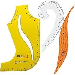 NTGS Tailor Pattern Maker Ruler Set, French Curve and Hip Curve, Yellow and Orange, Professional Sewing Tools-10