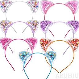 2 Pcs Cat Ear Headbands for Girls Toddler Headbands Glitter Cat Ears Transparent Quicksand Headband Festival Daily Wearing Party Decoration Gift (2)-image-59