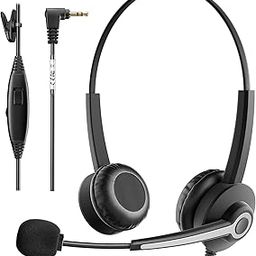 Wantek Phone Headset for Office,2.5mm Headset for Call Center,Compatible with Cisco IP 7985,Polycom IP320,Grandstream GXP-2010,Panasonic KX-NT136,Gigaset C610,Dual-12