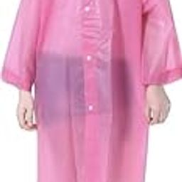 Kids Plain Hooded Raincoat with School Bag & Side Pocket| Rain Fighter I Rain Coat for Boy's I Girl's with Carrying Pouch (Universal, Pink) (Multisize)-27