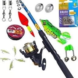 Quanhai Fishing Rod and Reel with Hook,line,Soft Lure fatna Combo 210 g,b Blue Fishing Rod (210 cm, 0.21 kg, Blue)-44