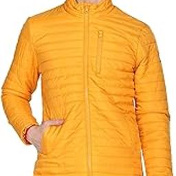 Men Yellow Solid Polyester Puffer Standard Length Jacket-image-26