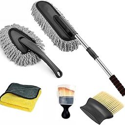 5 PCS Microfiber Car Duster Kit Interior & Exterior Car Cleaning Detailing Tool Scratch & Lint Free, Pollen Removing Extendable Long Handle Duster for Car & Motorcycle car Accessories-image-27