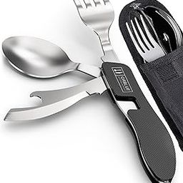 Orblue 2-PACK 4-in-1 Camping Utensils - Portable Stainless-Steel Camping Spoon, Fork, Knife and Can / Bottle Opener - Backpacking Utensils with Case-image-40