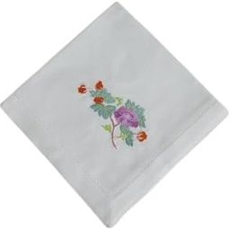 Shree adodhya women hankerchief with purple rose flowers design embroidery,white colour and cotton handkerchief with embroidery set of 2.-image-74