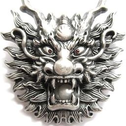 Vintage Silver Plated Imitate Plastic Peal Rhinestones Dragon Belt Buckle-image-3