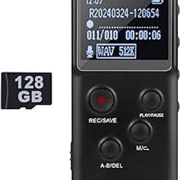 128GB Ultra Large Display Digital Voice Recorder, Voice Activated Voice Recorder for Lectures, Meetings, Class, Audio Recorder with Playback, Password, Speed-17