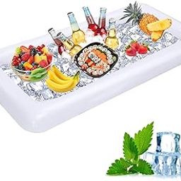 Proberos® Inflatable Ice Pool for Party, Liquor Serving Buffet Ice Serving Buffet Bar with Drain Plug BBQ Picnic Pool Party Supplies Buffet Salad Food & Drinks Tray, 53x25.6 inches-17