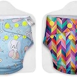 SuperBottoms Cloth Diapers for babies - Cloth Diaper Combo Pack of 2 Freesize UNO- New Version| Reusable Cloth Diapers for babies 3M to 3Y | With 2 organic cotton inserts/pads-picture-0