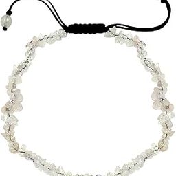 Natural Rose Quartz Cut Chips Stone Adjustable Anklet For Women &Girls-23