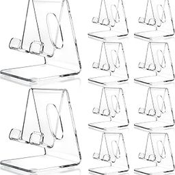 Suzile 10 Pcs Acrylic Cell Phone Stand, Portable Clear Phone Holder Transparent Acrylic Phone Stand for Smartphone Accessories Office Desk-16