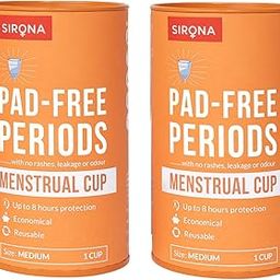 Sirona Reusable Menstrual Cup for Women | Medium Size with Free Pouch | Pack of 2|Ultra Soft, Odour and Rash Free|100% Medical Grade Silicone | No Leakage | Protection for Up to 8-10 Hours | FDA Approved-picture-1