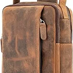 goatter Genuine Leather Dual Handle Chest Crossbody Sling Bag Travel, Bike Daypack for Men-picture-37