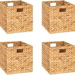M4DECOR 10.5 x 10.5in Storage Cube, Wicker Storage Baskets for Shelves, Water Hyacinth Storage Baskets, Wicker Storage Basket for Bedroom, Living Room (4 Packs 10.5x10.5in)-10
