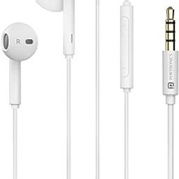 Portronics Conch Theta A in Ear 3.5mm Wired Earphones with In Line HD Mic, Powerful Audio, 14.2mm Dynamic Driver, Unique Earbuds Design, TPE Anti Tangle Wire,In line Controls,Wide Compatibility(White)-93
