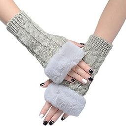 ™ Women Gloves Half Finger Mittens Winter Windproof Gloves for Cycling Hiking Light Gray | Gloves & Mittens | Womens Accessories-image-79