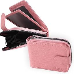 Kuber Industries Wallet for Women/Men | Card Holder for Men & Women | Leather Wallet for ID, Visiting Card, Business Card, ATM Card Holder | Slim Wallet | Zipper Closure, Pink-image-53