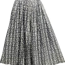 Women's Cotton Flared Long Skirt (Waist Size: 26" to 42"; Length 39 Inch, Size Fits to - M, L, XL) Grey-image-92