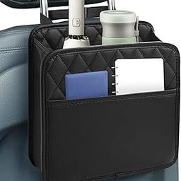 BLIXAR Car Seat Back Organizer, PU Leather Car Seat Storage, Hanging Back of Seat Car Organizer, Car Seat Organizer for Most Vehicles (Black - 1)-image-1