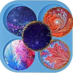 RKPM HOMES Resin Mold I Silicone UV Epoxy Round Phone Grip Mould I Flat Circle Moulds for Homemade DIY Art Crafts Top Phone Socket Soap, Clay Cake Jewelry Gift Making Tools – 4 Cavity-10