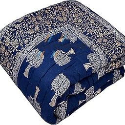 HASHIREX 300 TC TC Double Bed Jaipuri Razai Organic Pure Cotton Jaipuri rajai Ac Quilt for All Season Soft Lightweight Rajasthani Traditional Cotton Comforter 85 x 100 inch Blue, Pack of 1-6