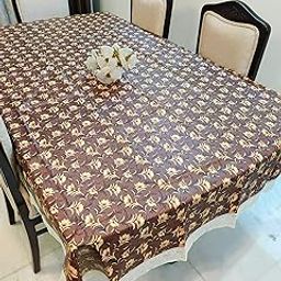 CASA-NEST PVC PVC Rectangular Printed Center Waterproof 4 Seater Table Cover, Size- 40x60 inch (Width x Length, Pack of 1), Multicolour - printed001 (40X60, Brown)-image-95