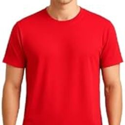 Men's Plain Regular Fit Dot Knit Polyester Sportswear T-Shirt | Casual Tee for Summer | Red-image-5