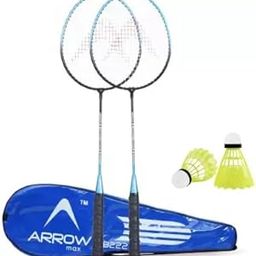 ArrowMax Badminton Racquets Set with 2 PC Nylon Shuttle, AB -222 Blue Racket Badminton Kit-27