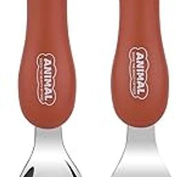 Nimbose® Kids Spoon & Fork Set, Stainless Steel Cutlery Set for Feeding Baby Toddlers & Childern - Cute Animal Designs with Travel Case (Brown Bear)-image-3
