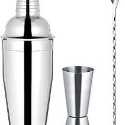 Dynore Stainless Steel 3 Pcs Professional Barware Set- Cocktail Shaker 750, 30/60 Peg Measure and Mixing Stirrer-image-79