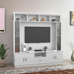 NEEHV HOME - Creating Happy Spaces Wooden Goldberg Wooden Tv Unit for Living Room | Bed Room (Frosty White, 40.6 X 180 X 180)-image-11