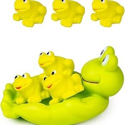 Ratna's Squeezy Bath Buddies Frog Rubber Colorful Floating Baby Toys Bath Aquatic Animals Chu Chu Toys for Newborn Babies, Kids-8