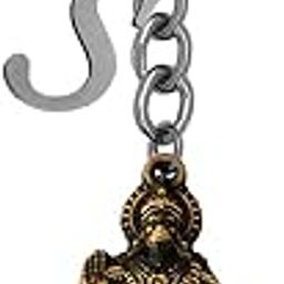 Lord Hanuman Pawanputra Bajirang Bali With Initial Letter Alphabet - S Bronze Zinc And Metal Keychain For Men And Women-13