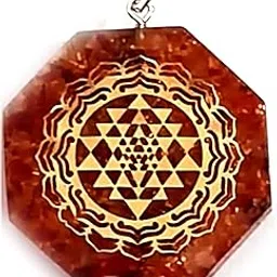 astroghar Shri yantra Laxmi Yantra Carnelain Crystal Chips in Orgone pendant For Men And Women-picture-45