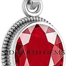 akshita gems Certified 9.25 Ratti 8.00 Crt A+ Quality Natural Ruby Manik Ashtadhatu Silver Plated Pendant/Locket Gemstone by Lab Certified(Top A+) Quality-picture-1