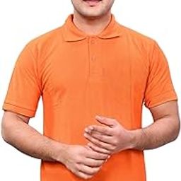 Men Orange Solid Polo Collar T-Shirt Half Sleeves | Plain-Regular Fit.-image-59