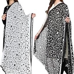 Women's Embroidered Chiffon Dupatta Combo Pack of 2 | Phulkari Gota Patti Dupatta For Kurta Party, Festival, Wedding-picture-8