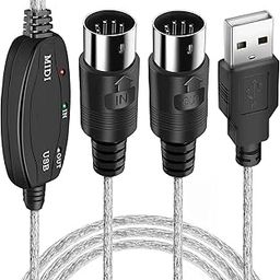 USB Midi Cable Lead Adaptor for Musical Keyboard to PC Laptop-USB to MIDI KEYBOARD PC INTERFACE CONVERTER CABLE,Black-28
