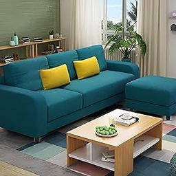 Francis 3 Seater with Ottman Sofa Set for Living Room (Green Fabric)-image-52